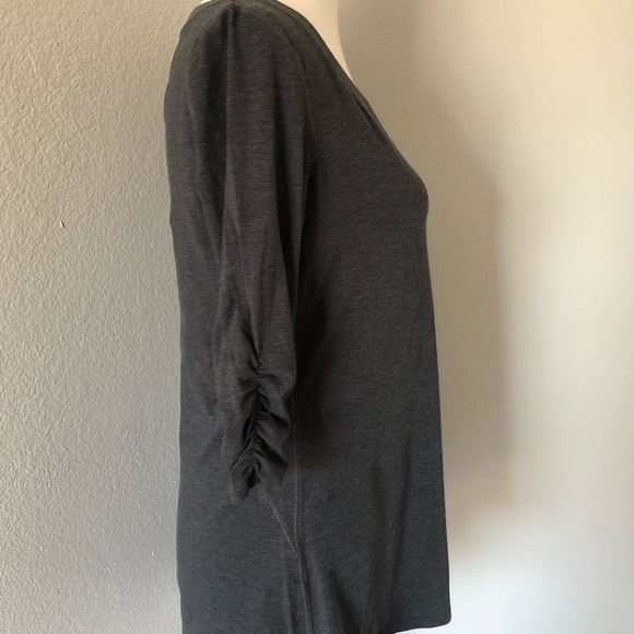 Athleta Black Heather Shiva Ruched Sleeve Top - Picture 5 of 5
